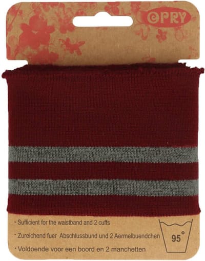 OPRY BOORD EN MANCHETTEN ELASTISCH 6,5CM - 1,1M - ROOD/GRIJS - PER PAKJE.