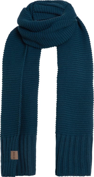 Knit Factory Jamie Gebreide Sjaal Dames & Heren - Herfst- & Wintersjaal - Langwerpige sjaal - Wollen sjaal - Heren sjaal - Dames sjaal - Unisex - Petrol - Donkerblauw 200x45 cm
