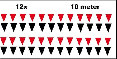 12x Vlaggenlijn rood en zwart 1000cm - red and black vlaglijn casino roulette festival feest party verjaardag thema feest kleur