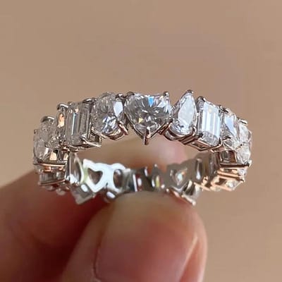 Huitan Heldere Onregelmatige Zirkonia Ringen voor Vrouwen Esthetische Geometrische Vingeraccessoires Aantrekkelijke Feest Welkomst Sieraden 8 gray