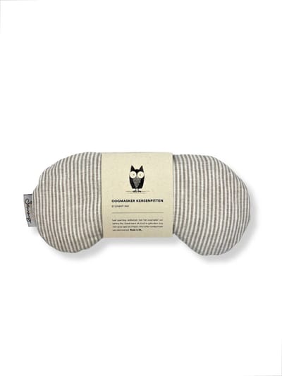 Oogmasker warmtekussen - Grijs wit gestreept - Duurzaam cadeau - Kersenpitten - Meditatiekussen - Oogkussen - Yoga - Meditatie - Ontspanning - Migraine