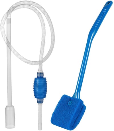 Dailygoody - Sifon Voor het Aquarium - Vacuüm Sifon Pomp - Handpomp voor Aquarium - 40cm Blauwe Schoonmaakborstel - Aquarium Vissen Tank Cleaner - Ges
