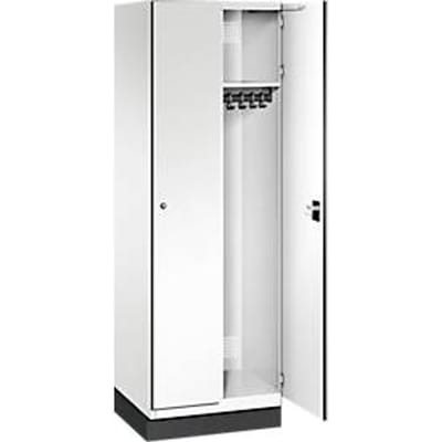 C+P Cambio locker, 2 vakken, met plint, B 600 x D 525 x H 1980 mm, verkeersgrijs/wit