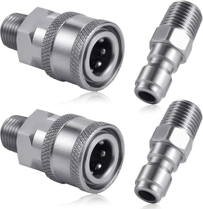 VVGoods - Set van 4 Roestvrij Staal Hogedrukreiniger Koppelingen met Quick Connect Fittings - NPT 1/4 Inch, Accessoires voor Man en Vrouw
