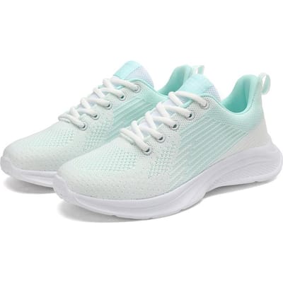 Lente Nieuwe Dames Vliegweefsel Mesh Sport Casual Lichtgewicht Zachte Zool Hardloopschoenen 35 white