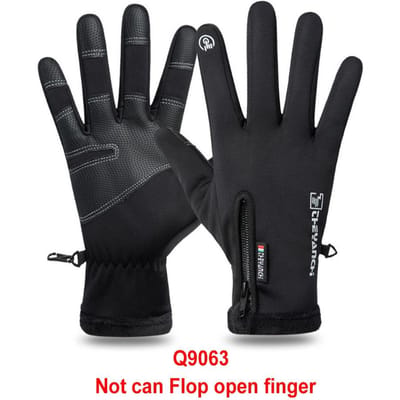 Loogdeel 2 Vinger Flip Winddicht Dames Heren Handschoenen Waterdicht Winter Vis Handschoenen Fluweel Warmte Bescherming Vissen Handschoenen Professionele Kwaliteit L black