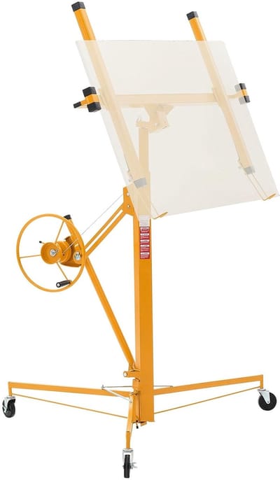 Gipsplaatlifter - Plaatkrik Montagehulp - Plafond Wandmontage - Telescopische Arm - 335 cm 68 kg - Geel