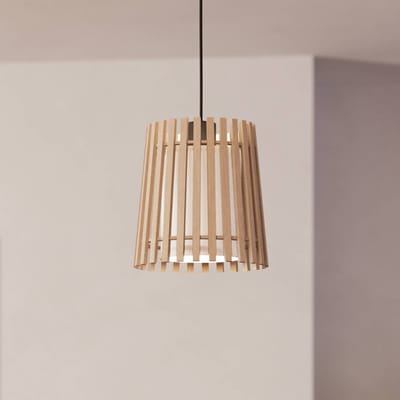 EGLO Fattoria Hanglamp - E27 - Ø 20 cm - Zwart/Bruin/Wit - Hout/Textiel