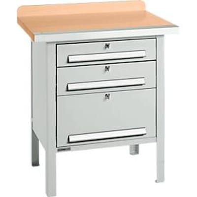 Box-type werkbank Schäfer Shop Select PWi 75-7, beuken decor multiplex blad, met stalen rand, tot 750 kg, B 750 x D 700 x H 840 mm
