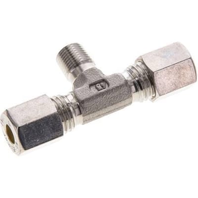 6L & R1/8'' RVS T-stuk Knelfitting Buitendraad 315bar ISO 8434-1