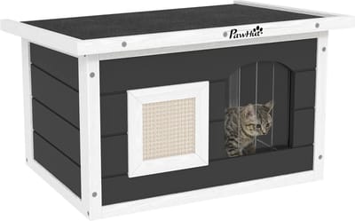 Kattenhuis - Voor buiten - Hok - Kooi - Bench - Ren - 1 verdiepingen - Duurzaam - 61 x 45 x 36,5 cm - Grijs