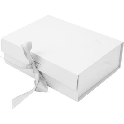 Cadeaudozen Vouwen Effen Kleur Herbruikbare Cadeauverpakking Dozen met Lint voor het Opbergen van Sieraden Snoep wit