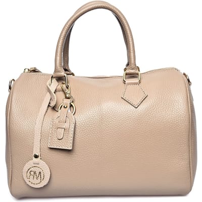 Roberta M Beige Rundleer Tas
