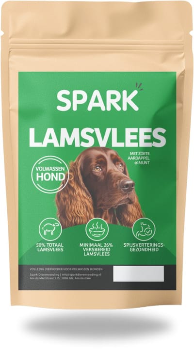 Spark - Volwassen Hondenbrokken - Lamsvlees met Zoete Aardappel & Munt - Hypoallergeen - Graanvrij - 2KG