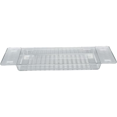 Plateau de baignoire extensible, égouttoir, grande capacité, étagère de bain étanche pour salle de bain transparent