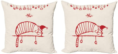 ABAKUHAUS Kussenhoes Set – 2x50x50 cm – Dubbelzijdig bedrukt – Rood