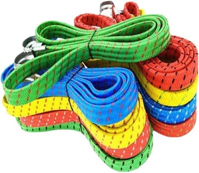 Platte Bungee Koorden - Elastische Banden - Vastzetten van Lading - Metalen Haken - 15 Meter - Gemengde Kleur