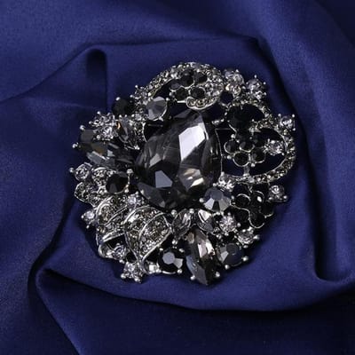 Bohemian Kristal Luxe Klassiek Temperament Alles-Match Grote Glazen Strass Broche Sieraden black