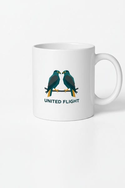 UNITED FLIGHT Vogels Design Mok | Unieke Keramische Koffiemok met Geometrische Illustratie