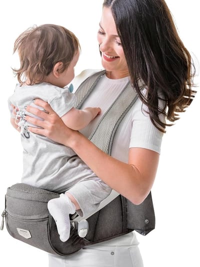 Ergonomische Babyheupdrager met Dubbele Schouderbanden voor Baby en Peuter - Grijs