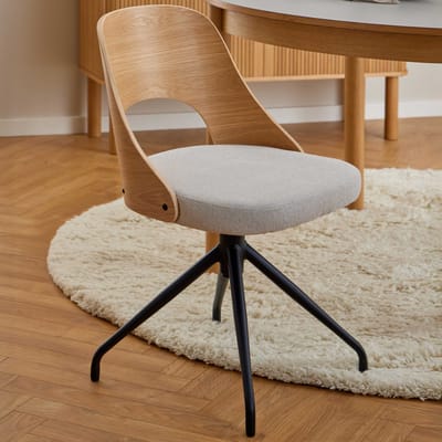 Giga Living Eetkamerstoel Lucas - Beige Draaibaar - Stof & Staal - 48x53x79