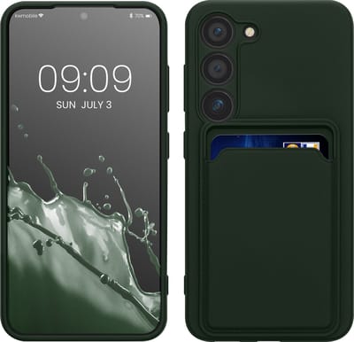 kwmobile telefoonhoesje geschikt voor Samsung Galaxy S23 - Hoesje met pasjeshouder - TPU case in donkergroen