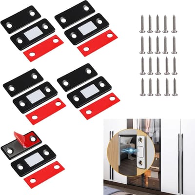 Dailygoods - Catekro 5 stuks kastmagneetsnappers, ultradun, magneetsluiting, kastdeur-magneetsnapper voor laden, zelfklevend, voor keukenkasten, deursluitingen (zwart)