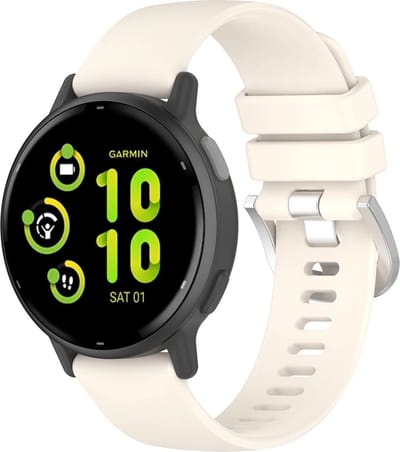 Strap-it Siliconen classic bandje geschikt voor Garmin Vivoactive 6 / 5 / 3 / Vivomove / 3 / HR / Style / Luxe / Sport / Trend / Forerunner 645 / 570 / 245 / 170 / 165 / 70 / 55 / Venu / SQ / SQ2 / 2 Plus / Approach S12 / S40 / S42 - Sterrenlicht