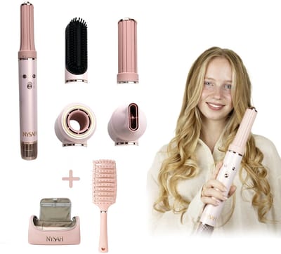 Nysah® PRO Airstyler -Föhnborstel & Krulborstel-termal brush - Krultang 5 in 1 Multistyler - Hairwrap - Haarstyler. luxe opberg tas- krultang