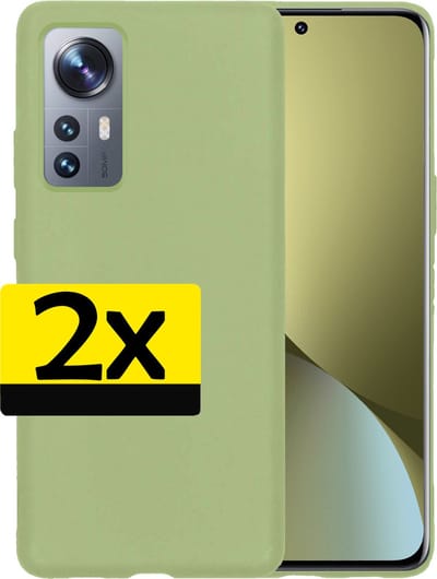 Hoesje - 2 Stuks - Geschikt voor Xiaomi 12 - Sterk & Shockproof - Case Siliconen - Back Cover - Telefoon Hoes - Telefoonhoesjes - Groen