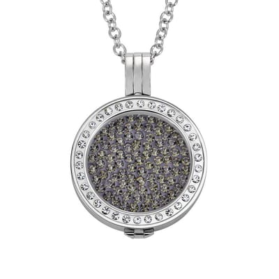 Quiges - Munthouder met Ketting en Munt 25mm Zirkonia Grijs - RVS Zilverkleurig met Zirkonia - EPRHZ137