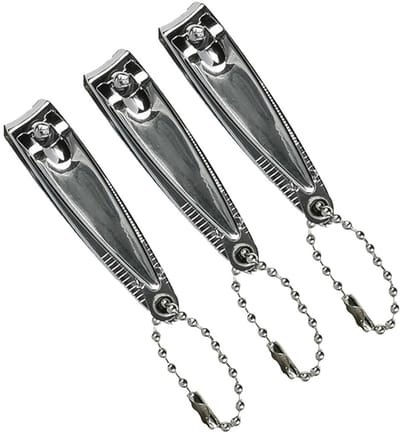 Benson Care Nagelknipper - 3x - met vijl - metaal - zilver - aan ketting - 5 cm - nagel verzorging