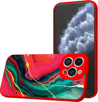 Smartphonica Telefoonhoesje Geschikt voor iPhone 11 Pro met Rood Groen Marmer opdruk - TPU Back Cover Case Red Green Marble Design - Rood geschikt voor iPhone 11 Pro