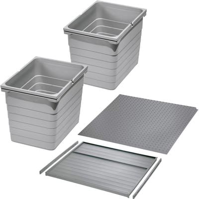 Ninka afvalscheidingssysteem eins2vier KB 450 mm, zijdikte 16 mm hoogte 310 mm 2x 17L, 1x 45 mm bodemplaat, 1x 45 mm
