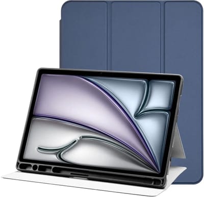 Tablet Hoes Geschikt voor Apple iPad Air 11 (2024/2025/2026) | Luxe Tri-Fold Book Case | Kunst Leren Bescherm Hoes | Standaard Functie | Blauw