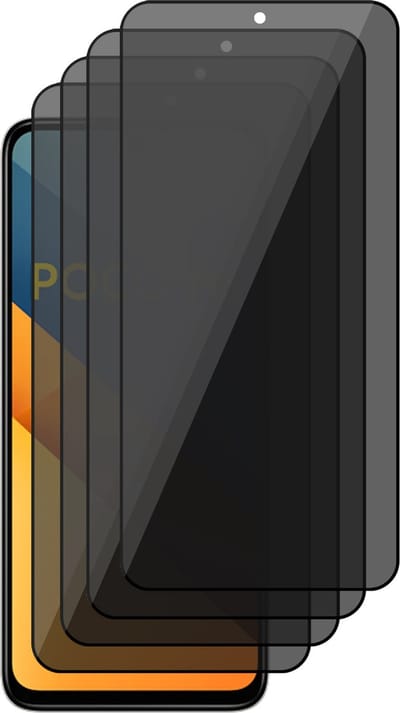 Privacy Screenprotector geschikt voor Poco M6 - 4x Volledig Dekkend Glas Screen Protector