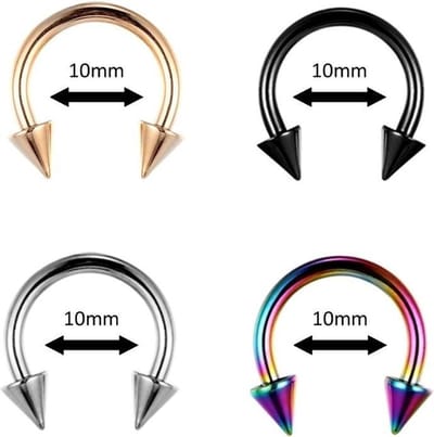 Fako Bijoux® - Circular Barbell Piercing - Hoefijzer Spike - 10mm - Set - 4 Stuks