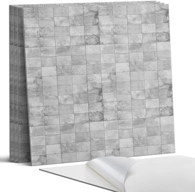 Coloray Wandpanelen Zelfklevend - Patroon van stenen tegels Zelfklevende Wandpanelen - 50 cm x 50 cm - Grijs Wandpaneel PVC - 4 stuks - Texturen Wandpanelen Zelfklevend - Wandbord Keuken - Wandpaneel Badkamer