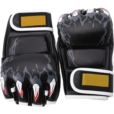 Gants de sac de frappe d'entraînement de boxe demi-doigts durables Sanda Combat Compétition Noir #1 black