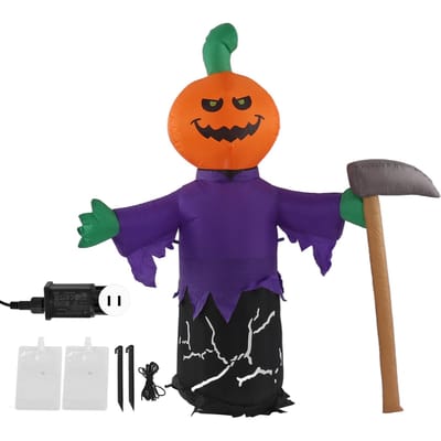 5ft Hoge Halloween Opblaasbare Decoratie Dood Pompoen Bijl Luchtvorm IP44 Waterdicht Geestenfestival