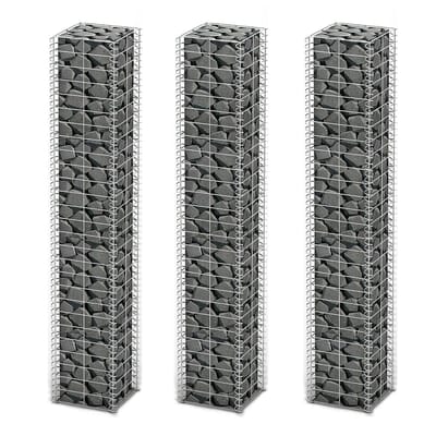 vidaXL - 3-delige - Schanskorfset - 25x25x150 - cm - gegalvaniseerd - draad