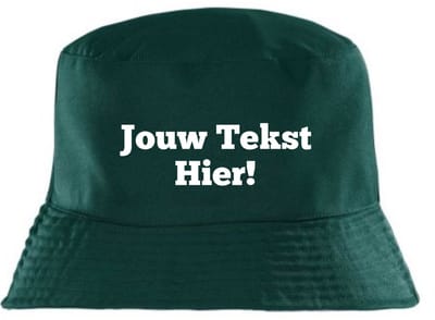 Bottle Green Bucket Hat Gepersonaliseerd met tekst - Bedrukt met jouw tekst - Festival - feest - vissers hoedje