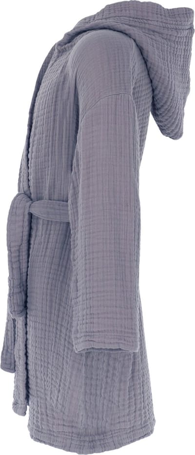 Badjas kind met capuchon - Mousseline 100% katoen - kinderbadjas voor jongens en meisjes - Douche & Zwembad & Strand - Grijs 0-1 jaar