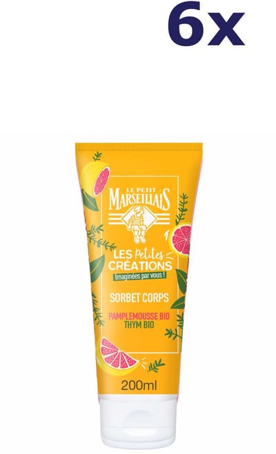 6x Le Petit Marseillais bodygel 200ML Pamplemousse Thym