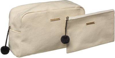 5Five Toilettas/make-up/opberg tasjes - 2x stuks - creme - reis/vakantie - toilettas/make-up etui