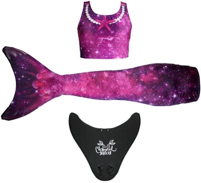 Mermaid Sisters Zeemeermin Staart Set voor Meisjes - Paars - Maat 42-44 - Monovin & Bikini Zeemeermin Zwemkleding
