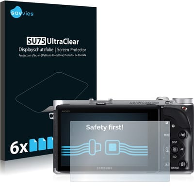 Savvies - Screenprotector voor Samsung NX300 - Folie Beschermfolie transparant 6 Stuks