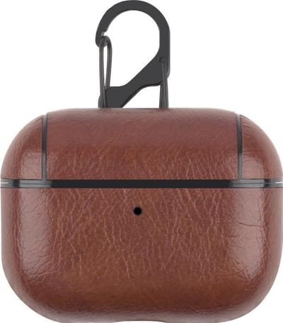 AirPods hoesjes van By Qubix - AirPods Pro / AirPods Pro 2 lederen hoesje Pro Leather series - Met bevestigingsclip - Donker bruin Airpods Pro Case