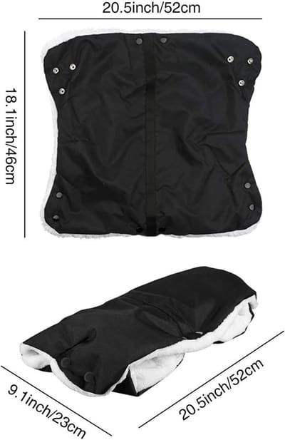 Kinderwagen Wanten - Handwarmer Baby - Winter Wandelingen - Waterdicht Oxford Buitenlaag - 32 x 23 x 1.5 cm - Zwart