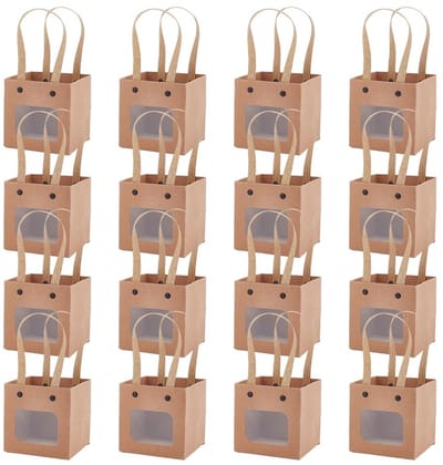 Dailygoods - 16 Verpakkingen Vierkante Papieren Geschenkzakken met Handgrepen - Bruin